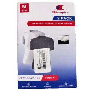 New Champion Boys Compression T-Shirt 2 Pack M 8/10 Moisture Wicking Mesh